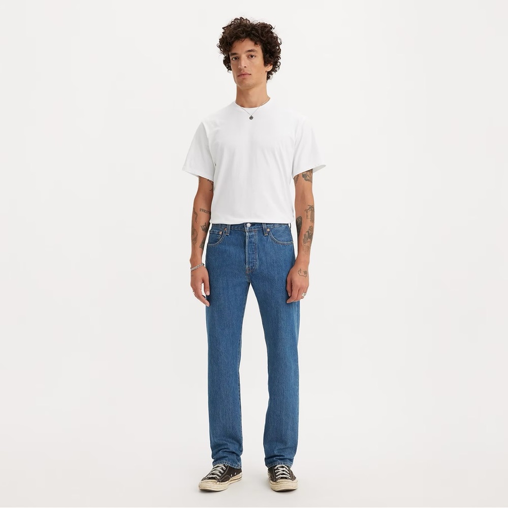 Levi's 501 original fit mens medium stonewash straight leg denim jeans Sz 32x32